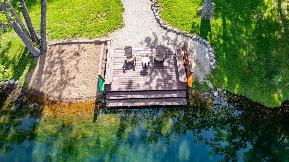 Dock and pebble beach
