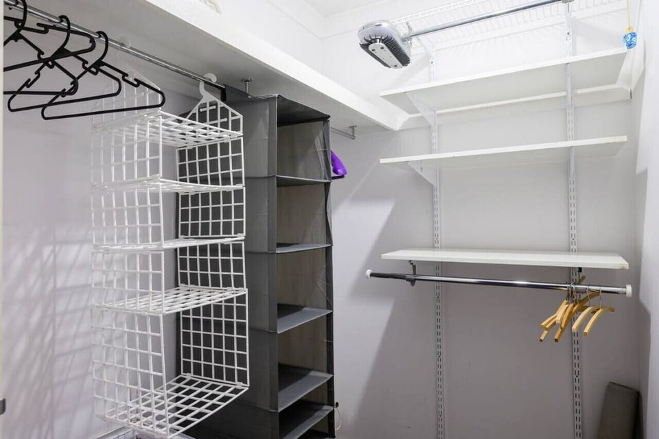 Walk-in robe: Plenty of hanging and storage space to unpack and settle in.