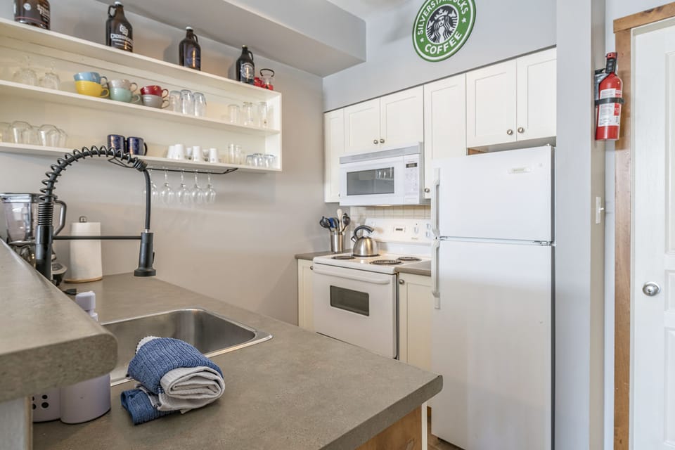Full Equipped Kitchen with everything you need to stay in and cook 