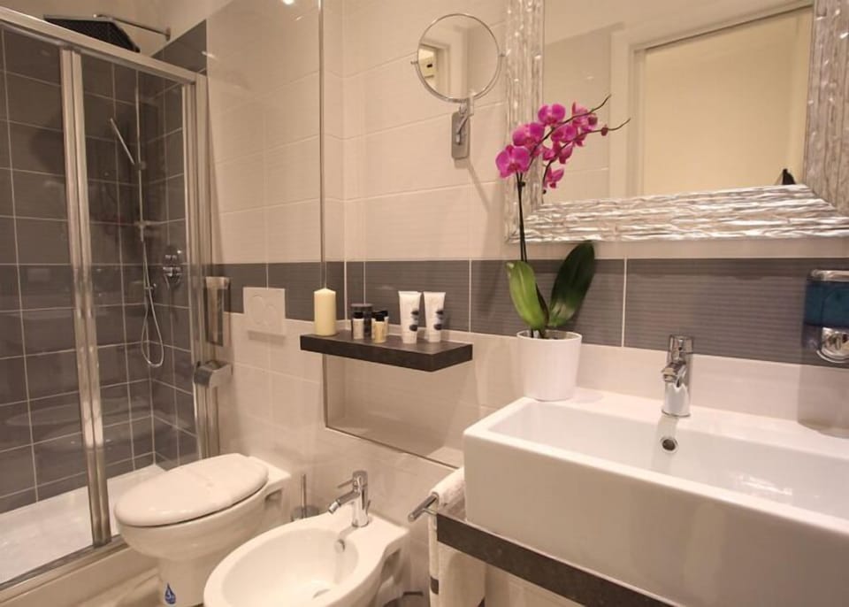 Free toiletries, hair dryer, bathrobes, bidet