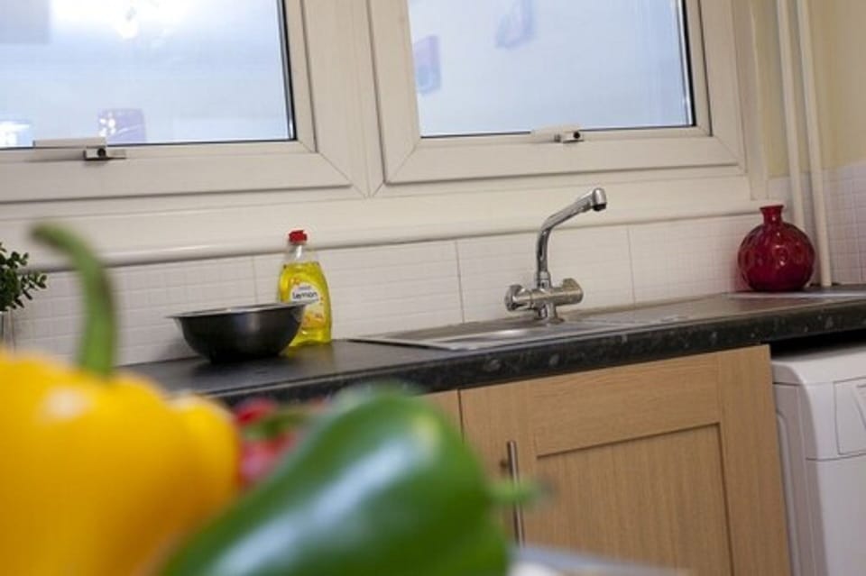Full-size fridge, microwave, oven, stovetop