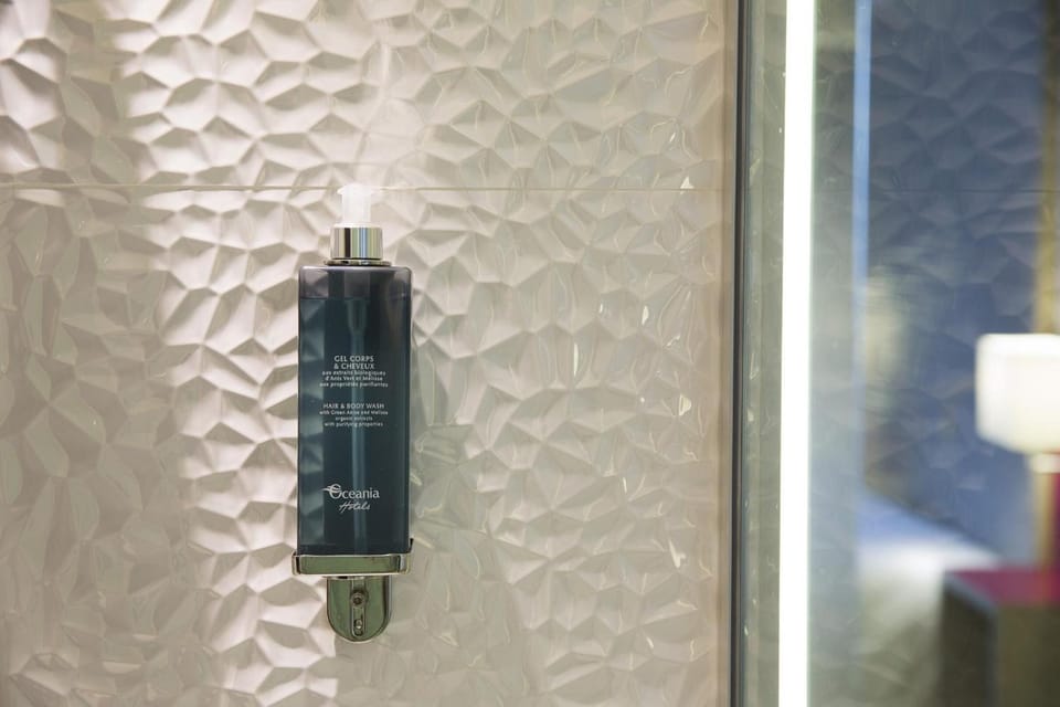 Free toiletries, hair dryer, towels