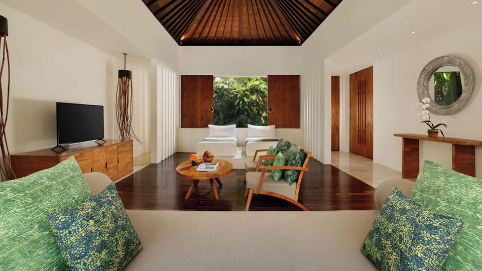 Luxury Villa, 1 Bedroom, Pool View | Minibar, in-room safe, desk, laptop workspace