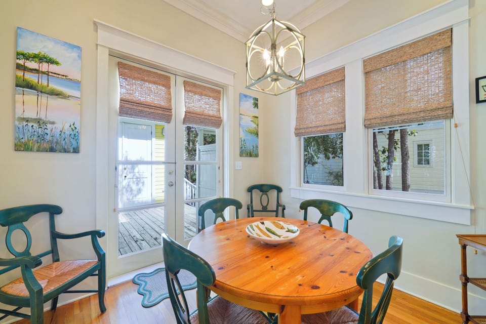 DINING ROOM COMFORTABLY SEATS SIX, OUTDOOR PORCHES ACCESS