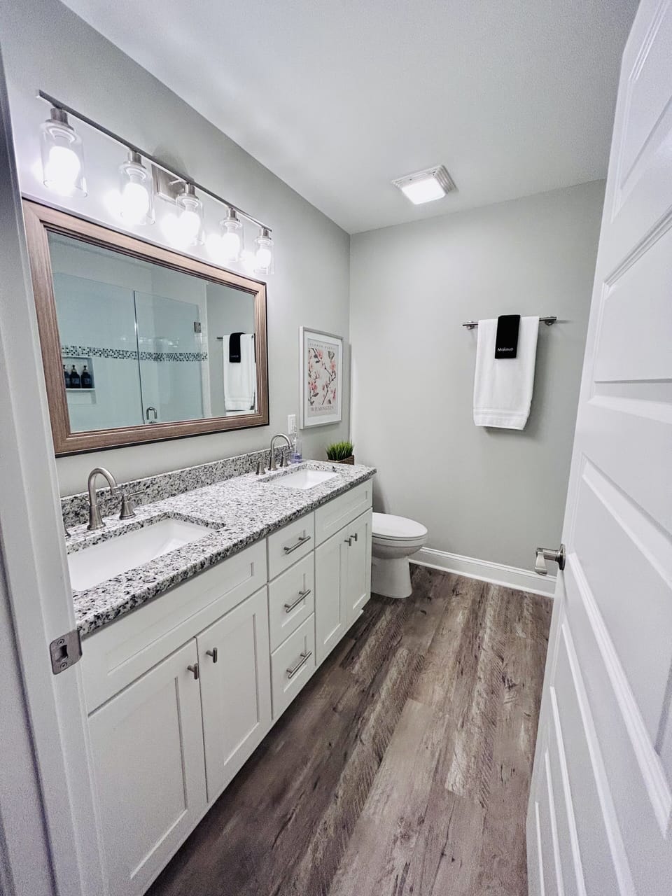 Full bath with double sink. Linens and bathroom essentials provided.