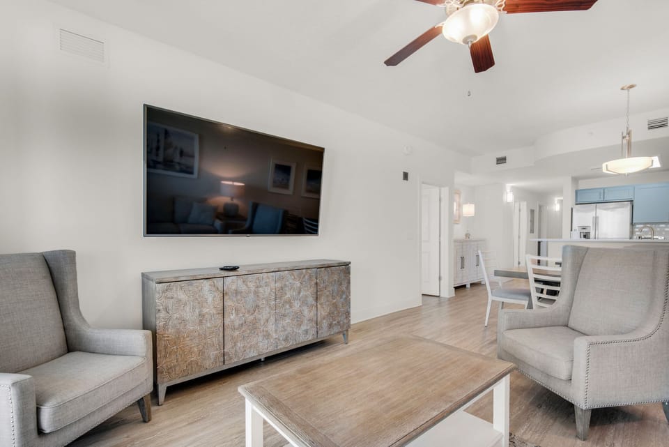 Sit back and enjoy a movie on the flat screen TV