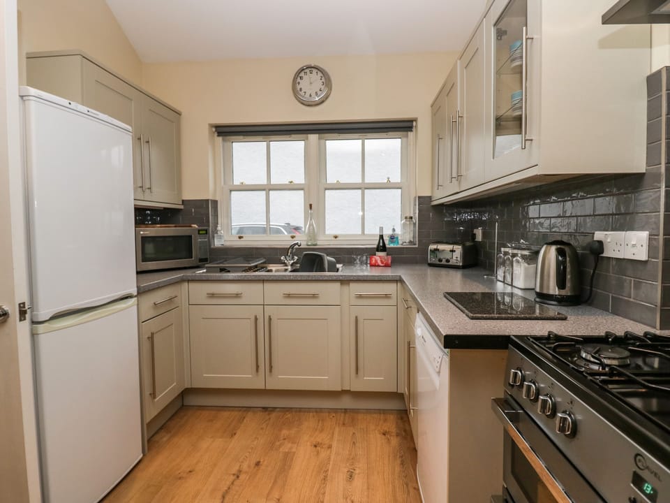 Fridge, dishwasher, electric kettle, toaster