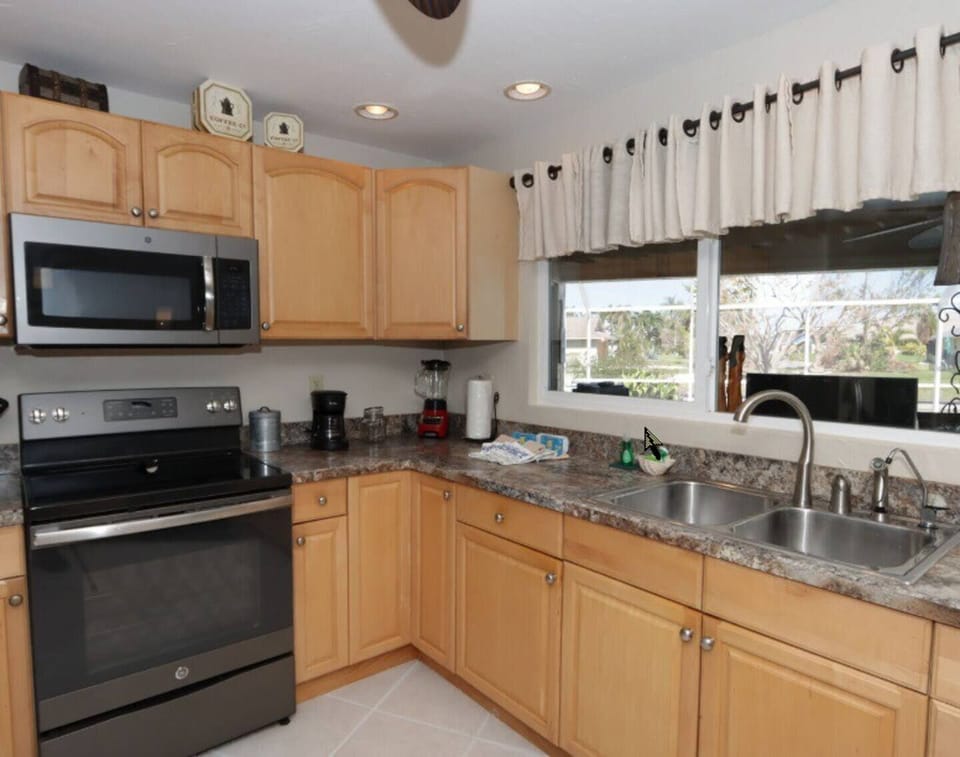 Well stocked kitchen.
