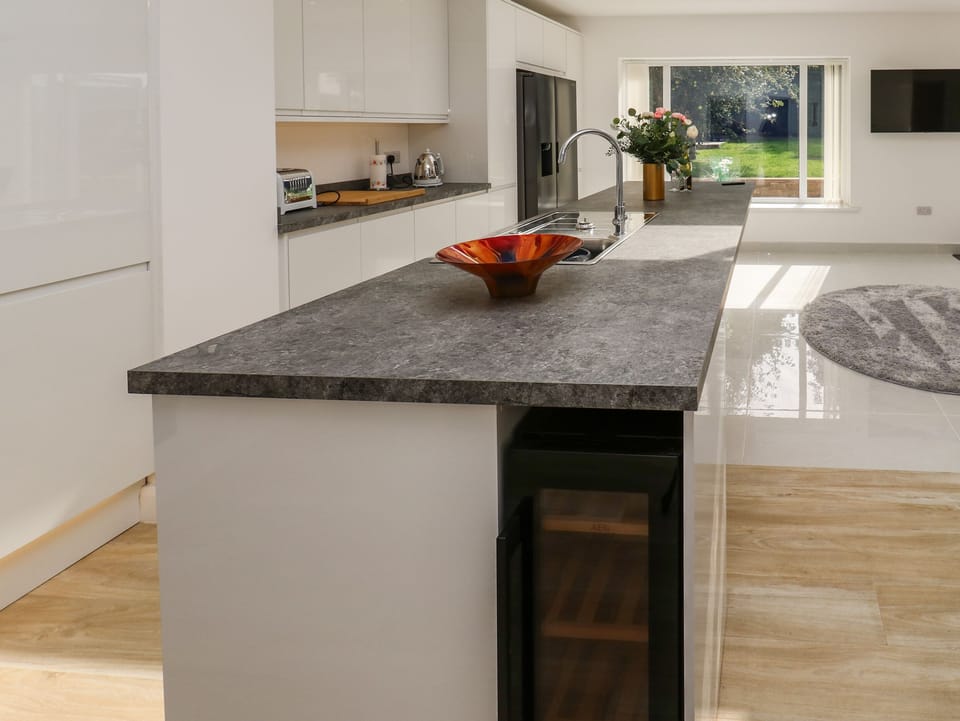 Fridge, dishwasher, electric kettle, toaster