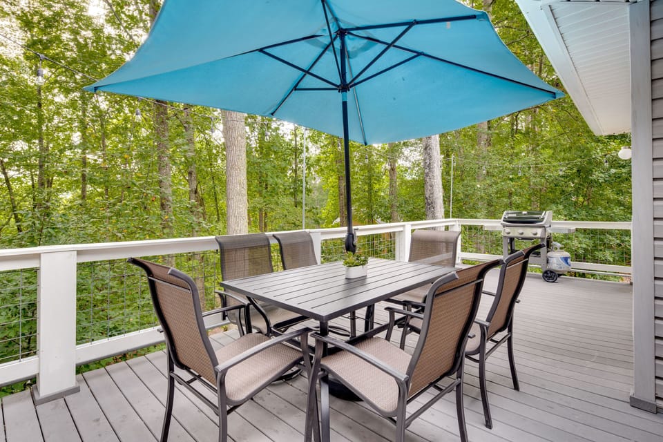 Deck | Gas Grill | Wooded Views | Dining Area