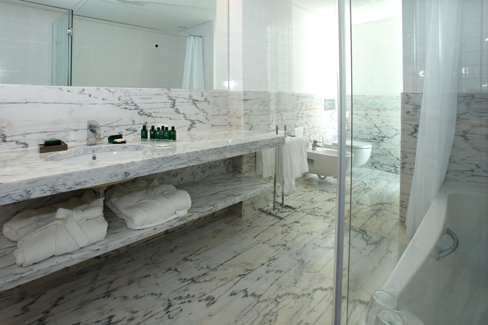 Free toiletries, hair dryer, bidet, towels