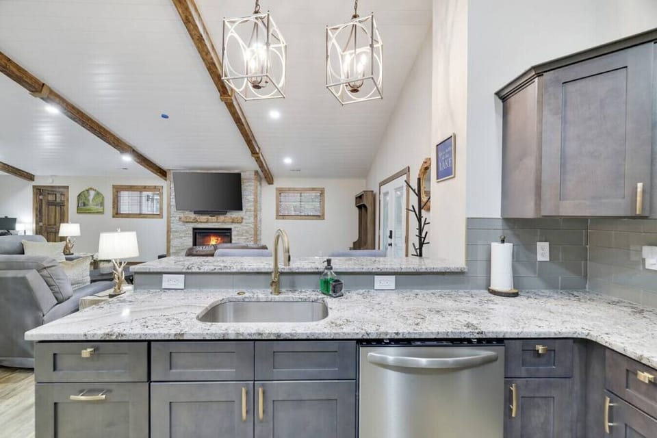 Kitchen Peninsula overlooking open concept living room