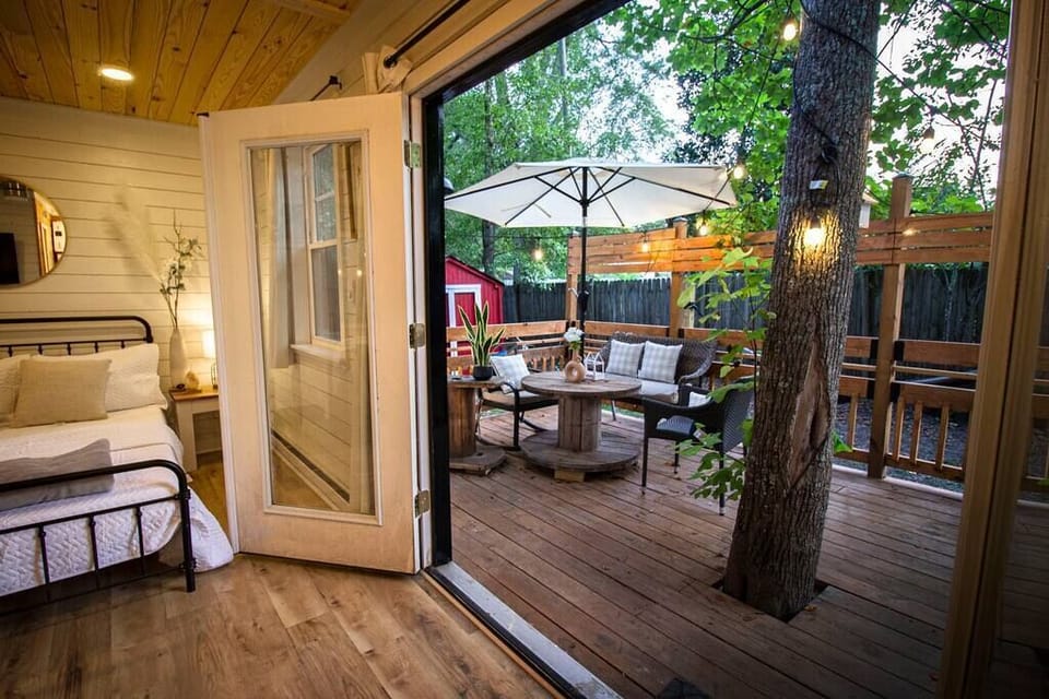 Main living space can be opened directly to deck. 