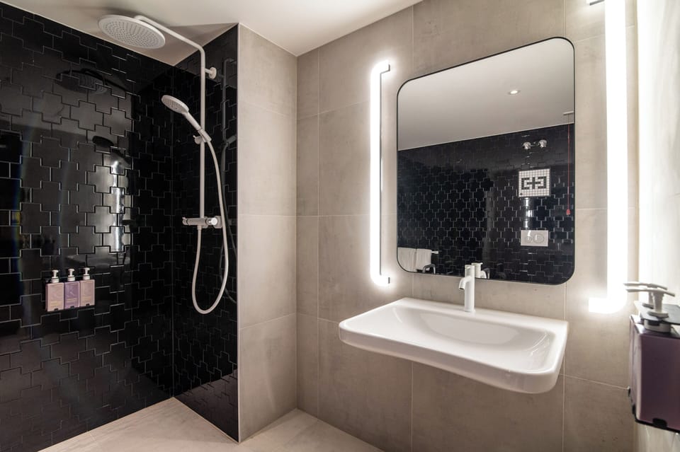 Room, 1 Twin Bed, Accessible (Tribe Extra) | Bathroom | Shower, hair dryer, towels, soap