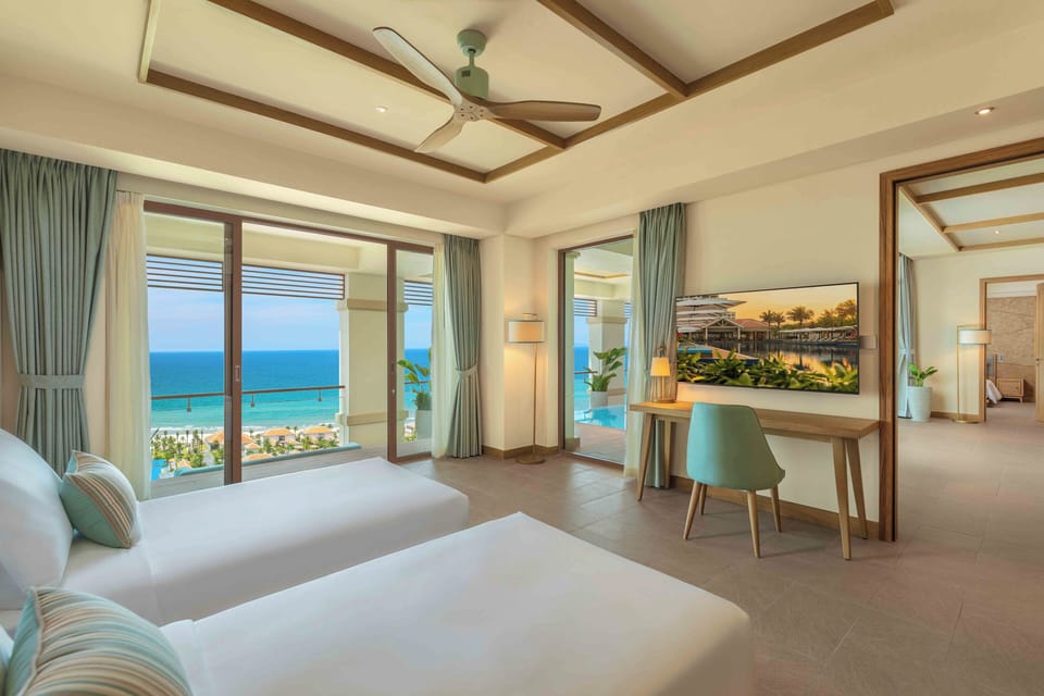 Premium Suite, 2 Bedrooms, Private Pool, Sea View | Minibar, in-room safe, desk, blackout drapes