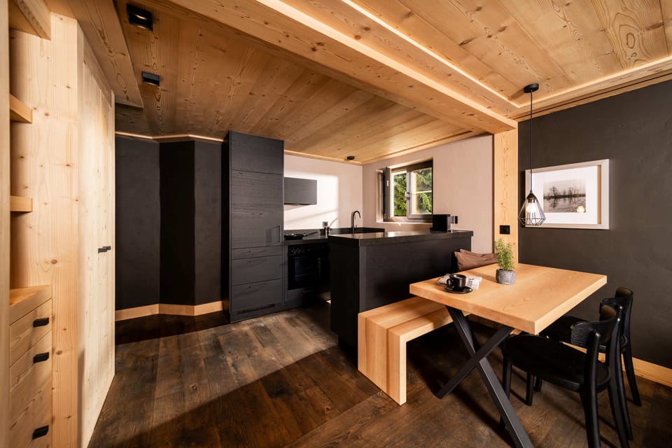 2 Zimmer Wohnung Chalet Micheline | Private kitchen | Espresso maker, coffee/tea maker, electric kettle, highchair