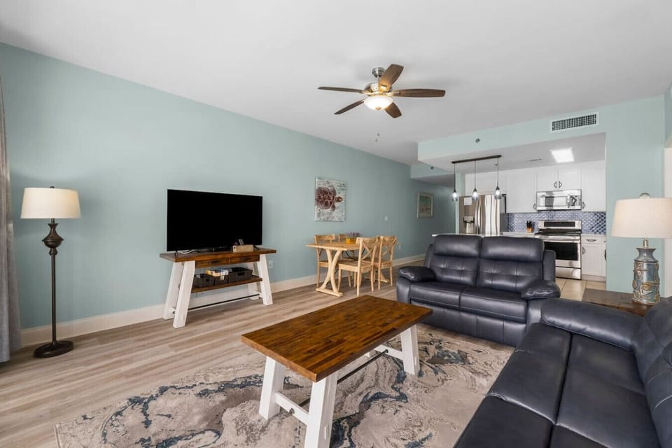 Living Area with Ocean Views, Flat Screen TV and Private Balcony Access