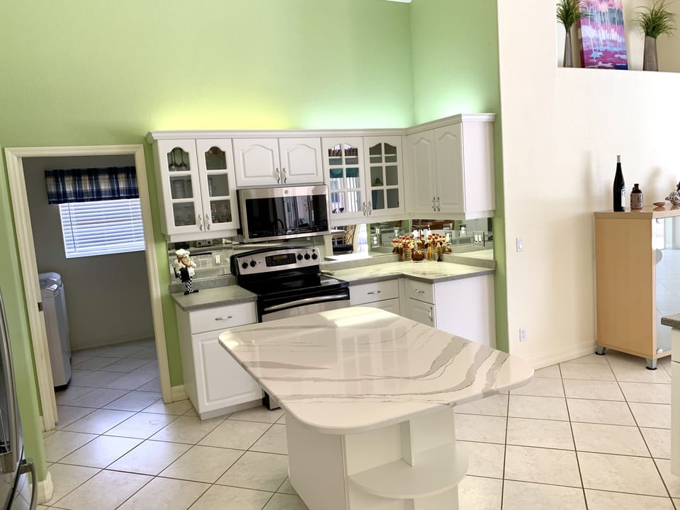 Open bright kitchen.