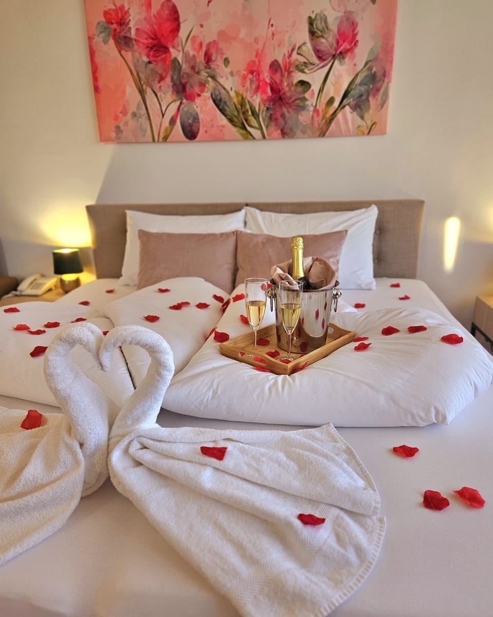 Premium bedding, memory foam beds, in-room safe, desk