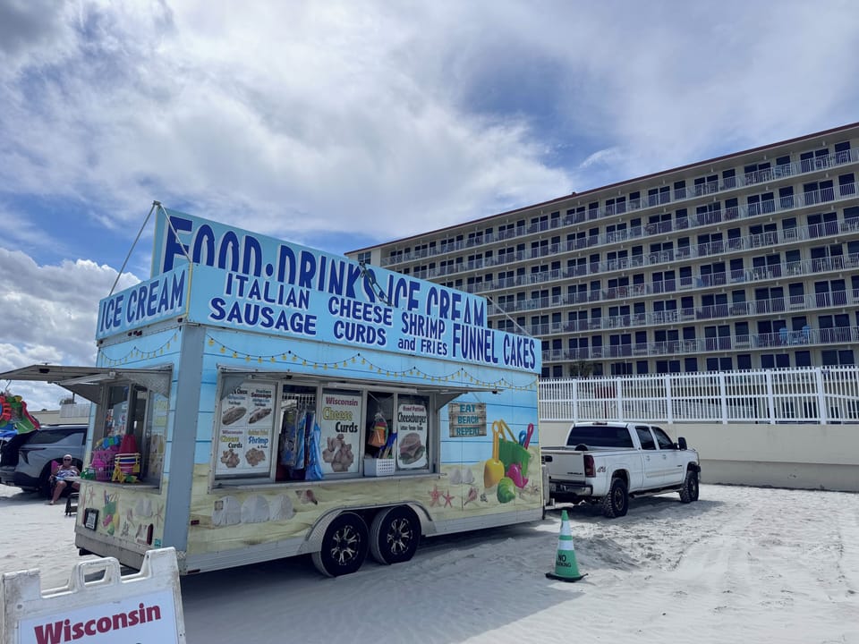 Food truck is delicious and always right out front of the condo