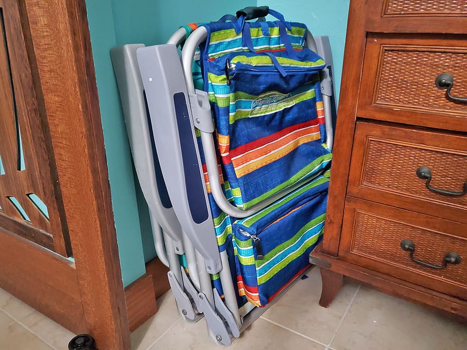 Beach Chairs with built-in cooler pouch.
