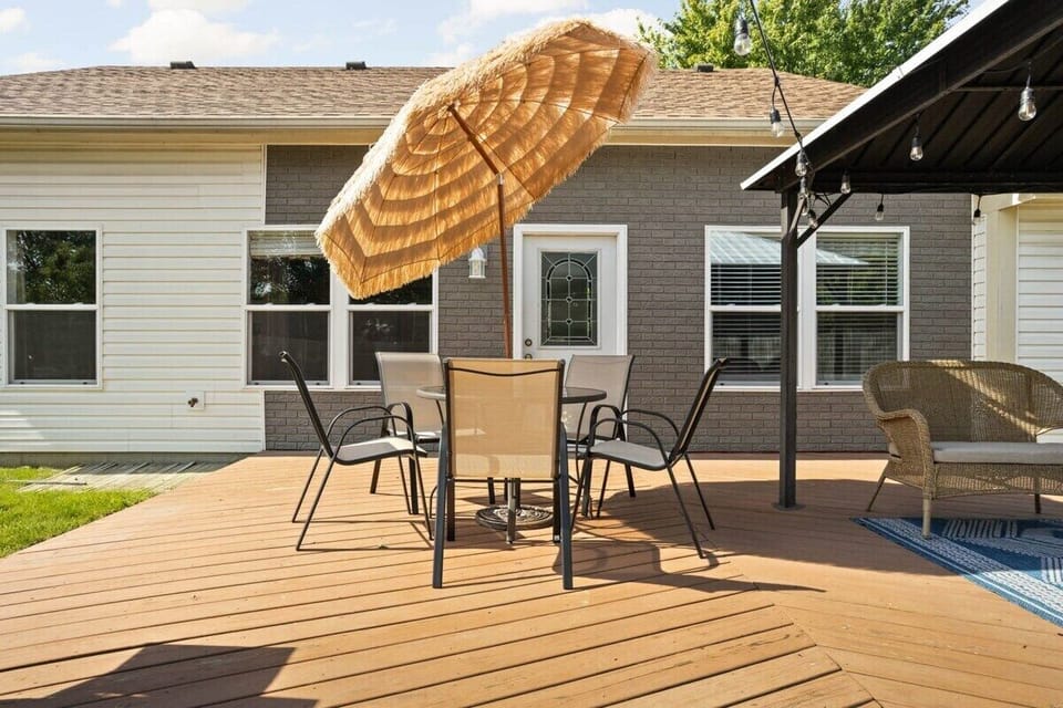 Dine in style with a beautiful outdoor dining table, creating a charming and inviting atmosphere for your gatherings.