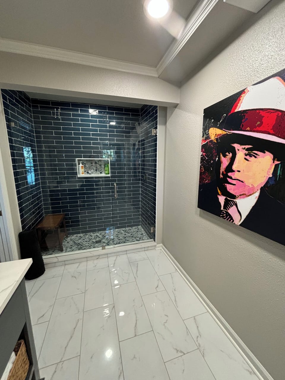 Bathroom attached to downstairs bedroom.