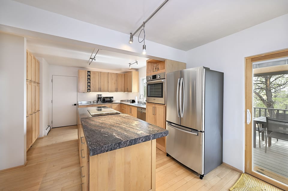 Kitchen with expansive island for food preparation