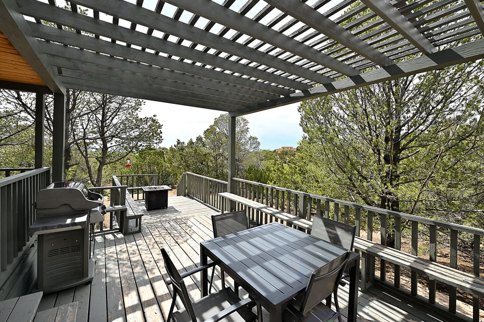 Outside patio with BBQ and dining table