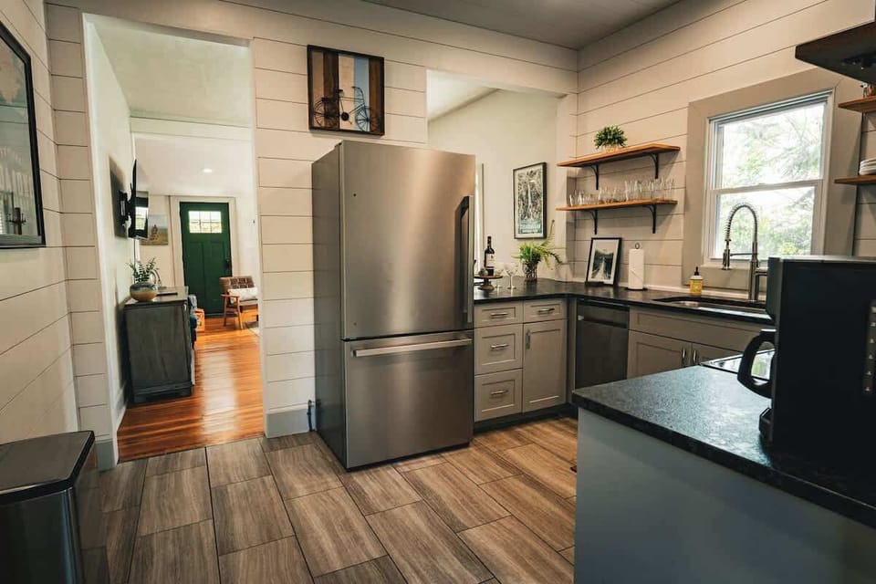 Modern kitchen with stainless steel appliances