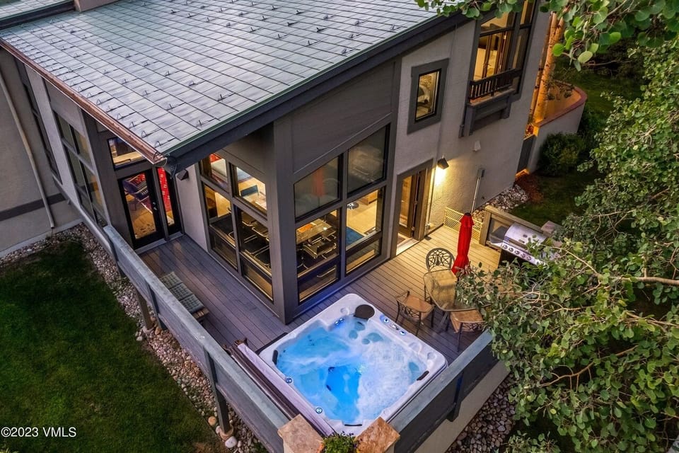 Private deck with grill and hot tub