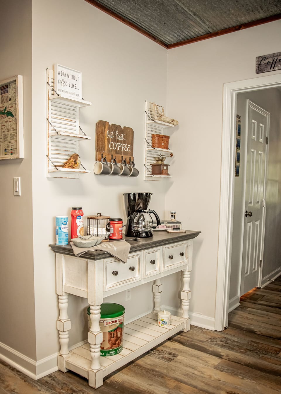 Coffee bar with coffee, sugar & creamer provided