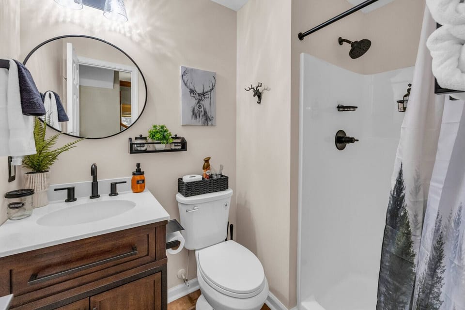 Downstairs bathroom with Shower Stall. 