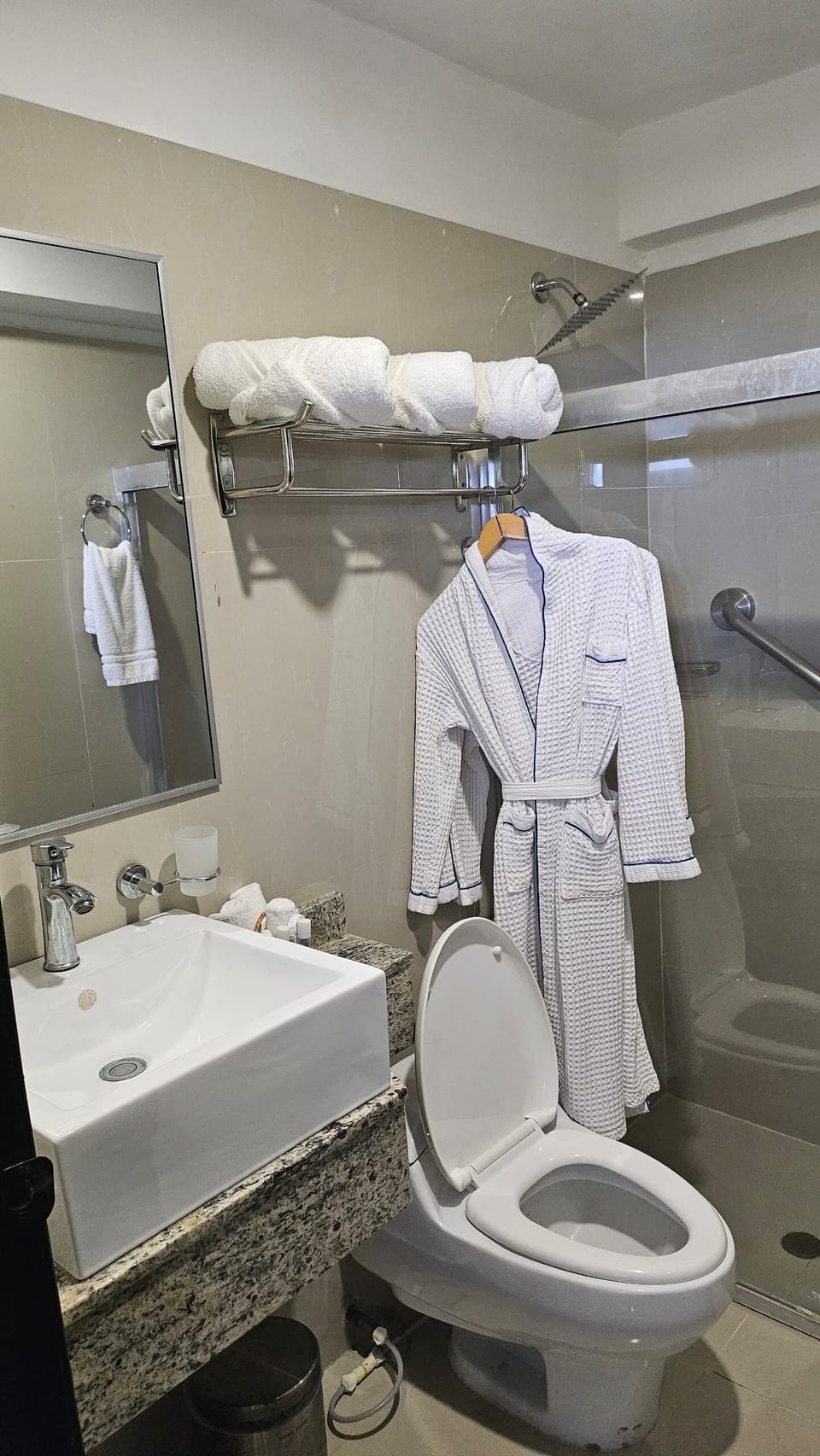 Deluxe Double Room, Balcony, Pool View | Bathroom | Shower, rainfall showerhead, towels, soap