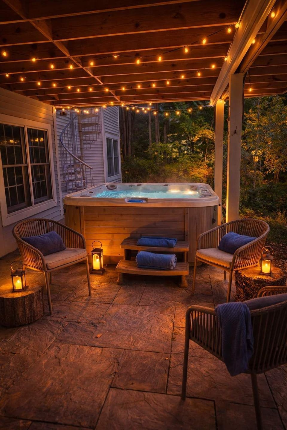 Twilight retreat by the hot tub