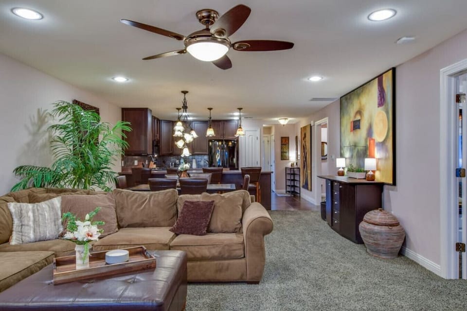 View of open floor plan: Family room/dining room/kitchen