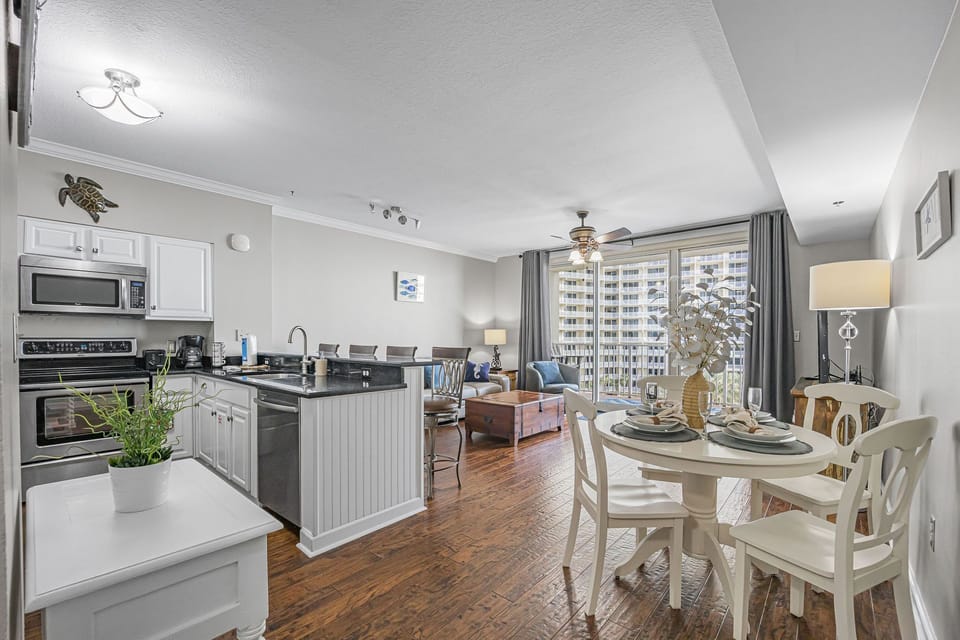 Dining area with brand new table and chairs 