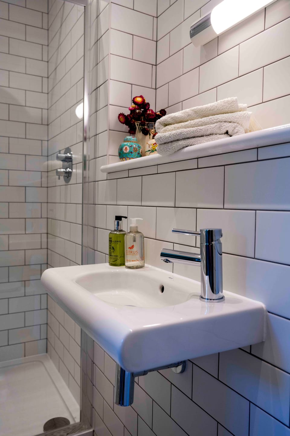Hair dryer, towels, toilet paper