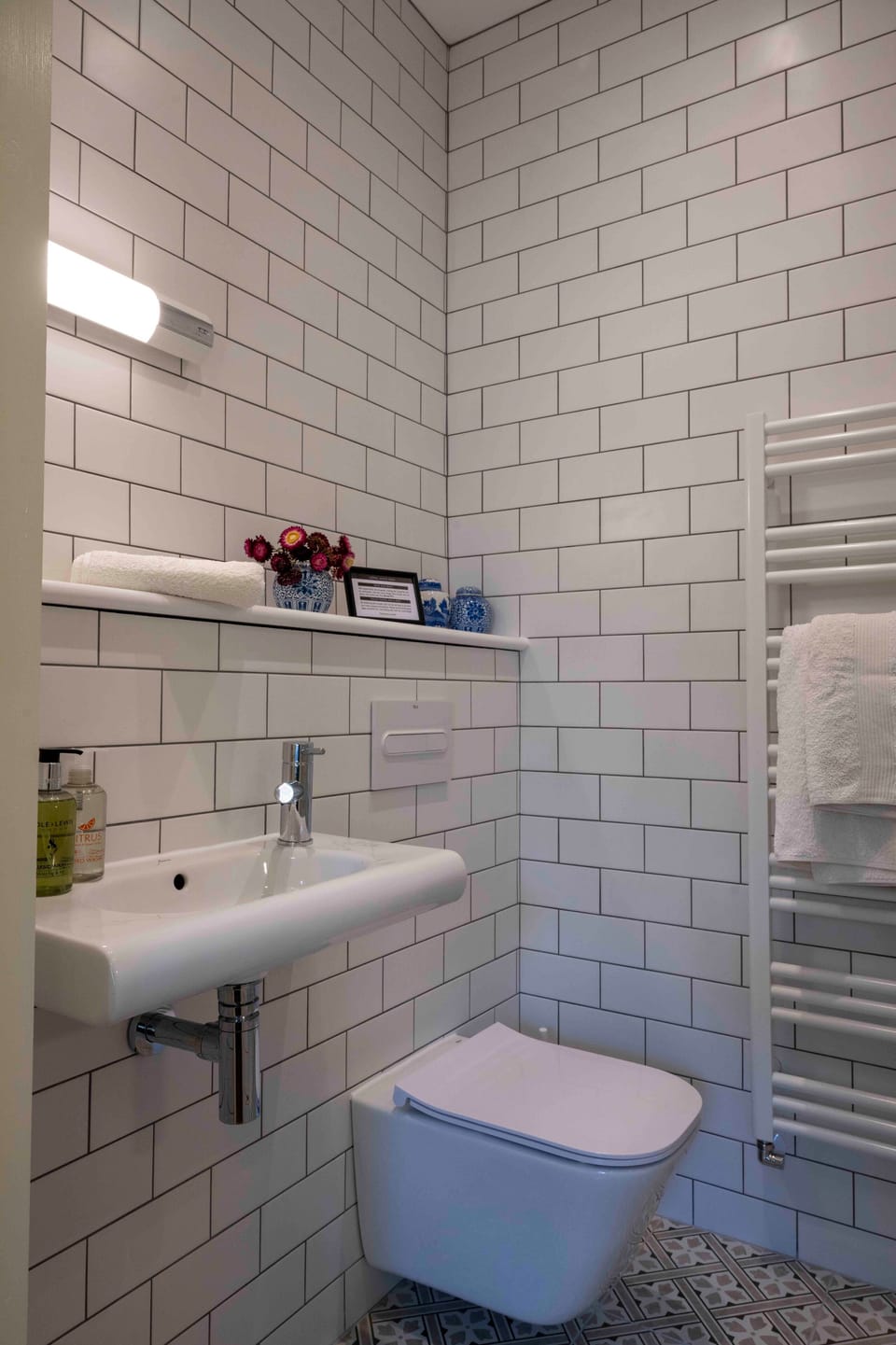 Hair dryer, towels, toilet paper