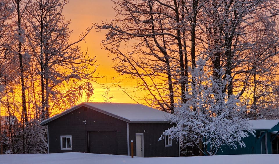 Back yard sunset, winter