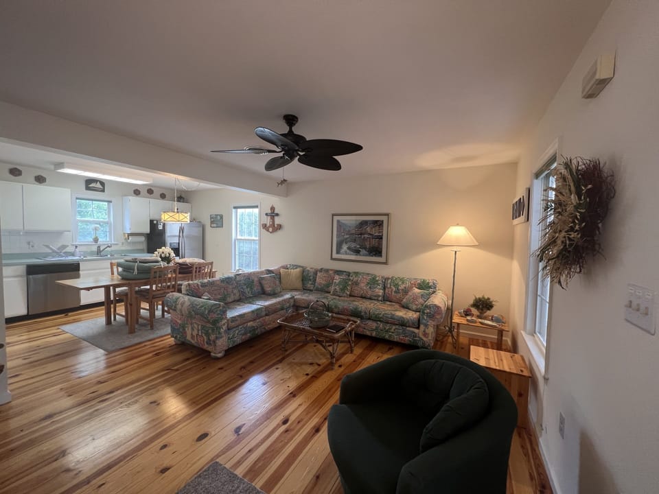 Open concept kitchen - living room.