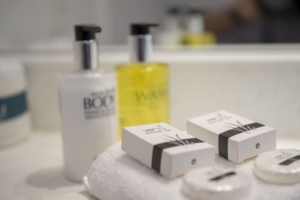Free toiletries, hair dryer, towels