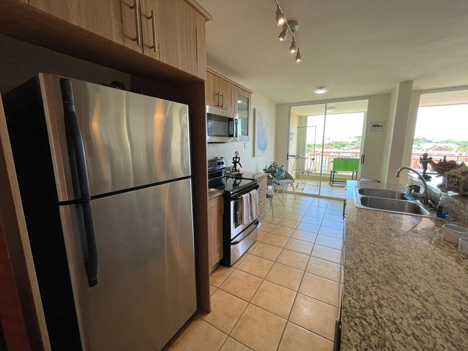 Apartment | Private kitchen | Full-size fridge, microwave, oven, stovetop