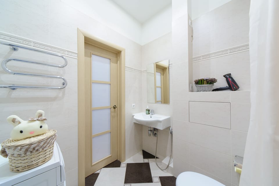 Classic Apartment | Bathroom | Bathtub, hair dryer, towels, soap