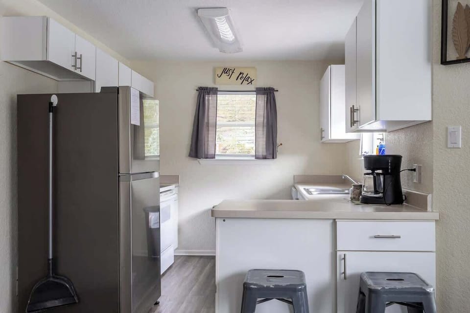 This kitchen is fully stocked for your New Braunfels getaway. Whether you are prepping snacks for the float or a family dinner after a day at Schlitterbahn, you will find everything you need.