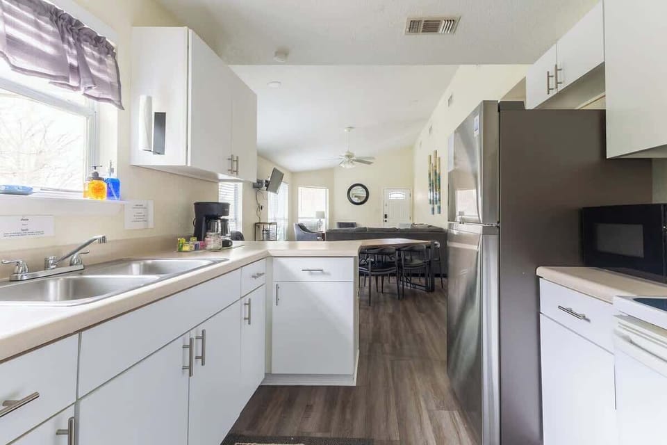 Whip up a big breakfast in our bright New Braunfels kitchen before hitting the river. We have a full sized fridge for all your drinks and a coffee maker to get the group moving early.