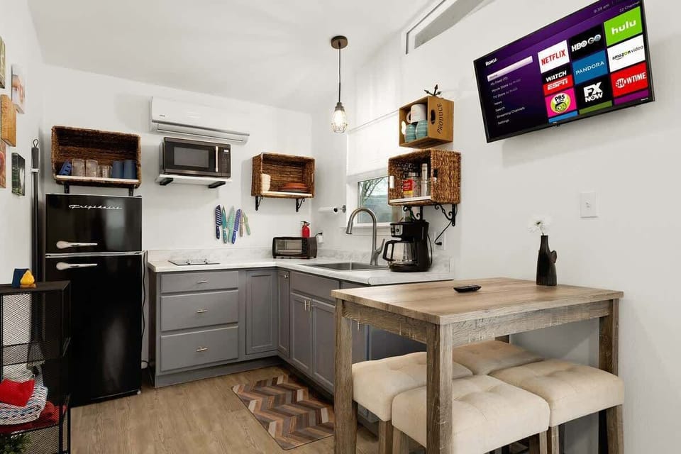 A fully equipped kitchen with modern appliances, ample counter space, and everything needed for easy meals at home. Whether cooking breakfast or dinner, this space makes it simple and enjoyable, Located at New Braunfels.