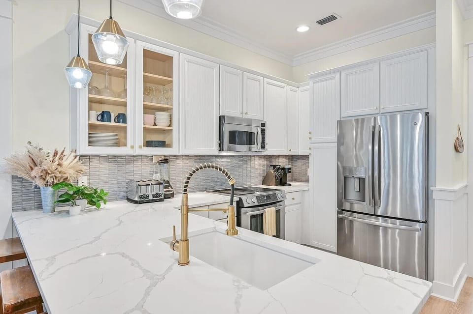 Remodeled kitchen with slate counter top