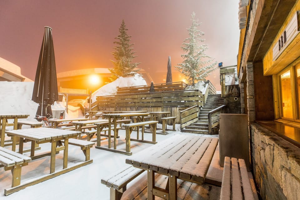 Take in the view of the mountain massif surrounding the resort.