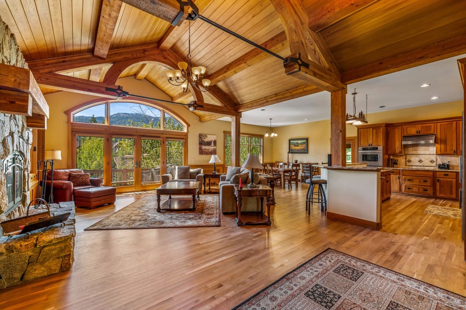 Open living, dining and kitchen area